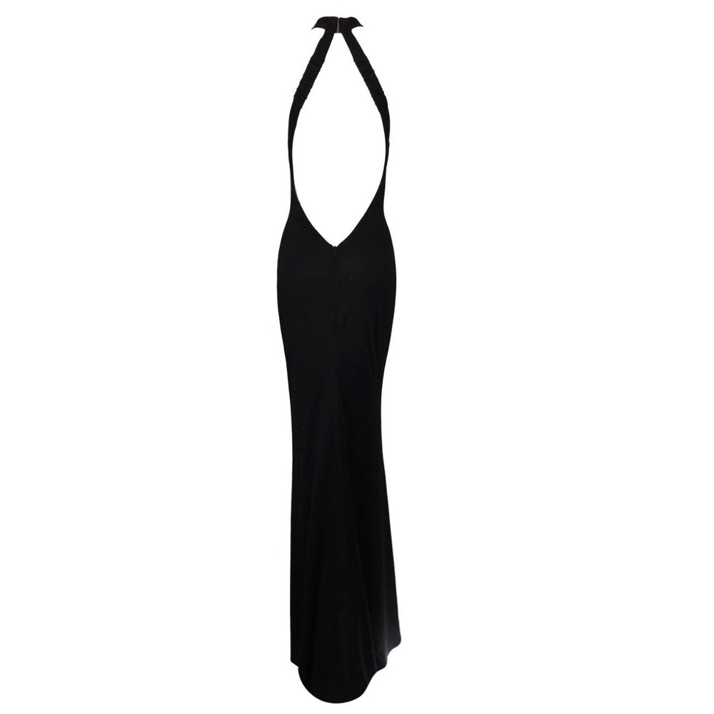 Gucci Tom Ford Dress Womens IT 42 Black Excellent Halter Plunging Back Gown 2004